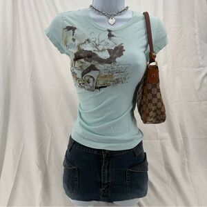 Roxy Surfer Vibe Vintage Y2K Light Blue Graphic Tee
